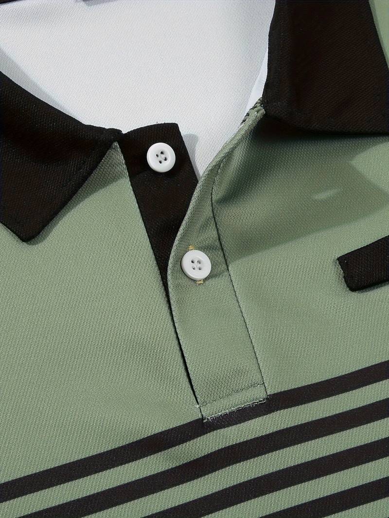 Polo homme à rayures – Chemise à manches courtes avec patte de boutonnage et col contrasté
