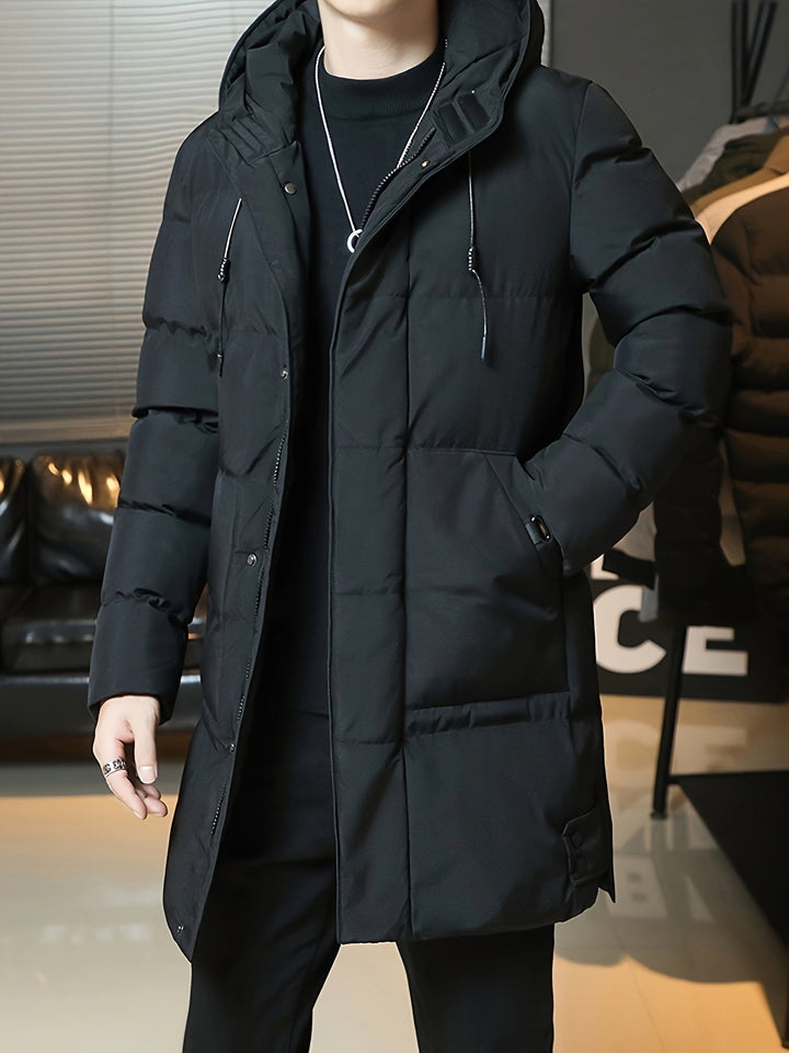 Manteau d'hiver long pour homme avec capuche – Parka coupe-vent, doublée pour les jours froids