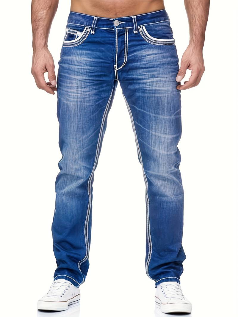 Slim Fit Herren Jeans mit Kontrastnähten – Modische Stretch Denim Hose für Freizeit & Streetstyle
