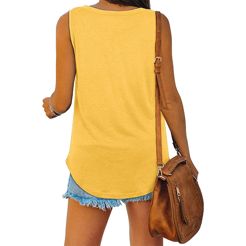 Damen Tanktop mit V-Ausschnitt – Lockeres ärmelloses Basic Shirt für Sommer & Freizeit