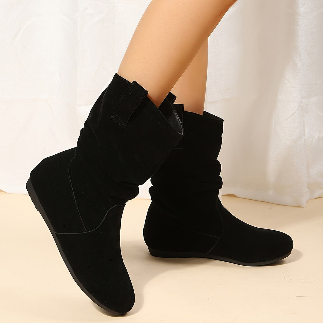 Lässige Vegane Leder-Stiefeletten mit Absatz und Wildleder-Optik für Damen | Ideal für Herbst/Winter
