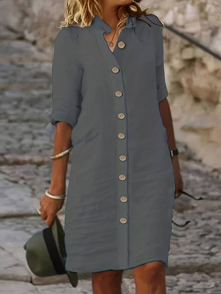 Abito camicia da donna con abbottonatura – Abito casual ampio per estate, vacanze e look da città