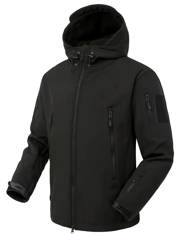 Veste de plein air tactique à capuche avec poches zippées sécurisées pour hommes | Parfait pour les activités de plein air