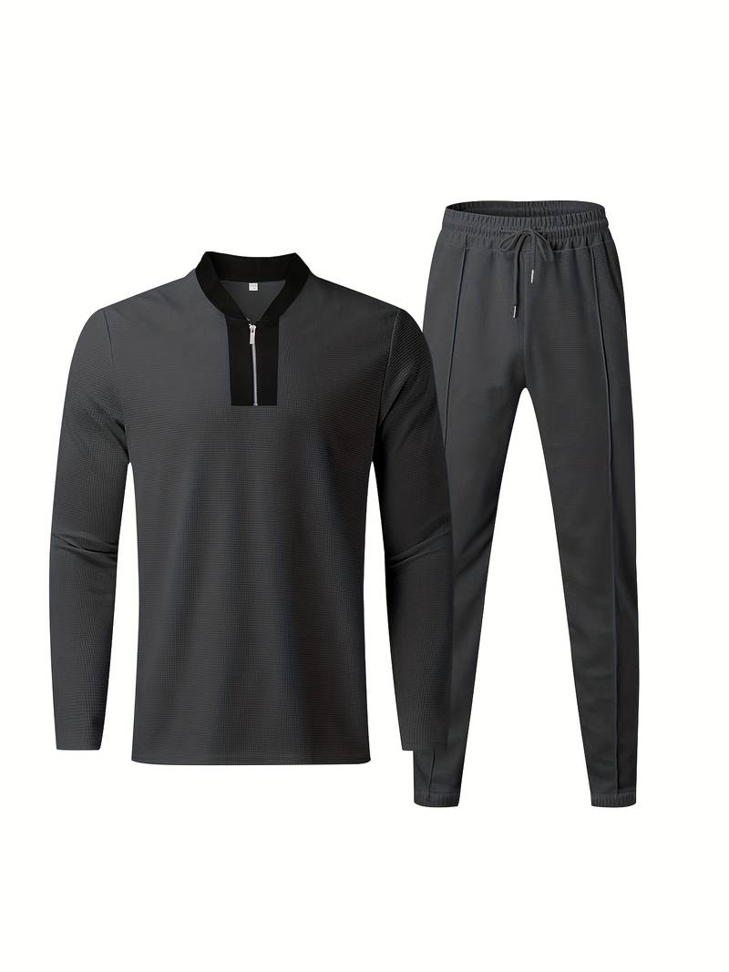 Ensemble pour homme en deux pièces – Ensemble de loisirs et survêtement d'entraînement à col montant à la mode