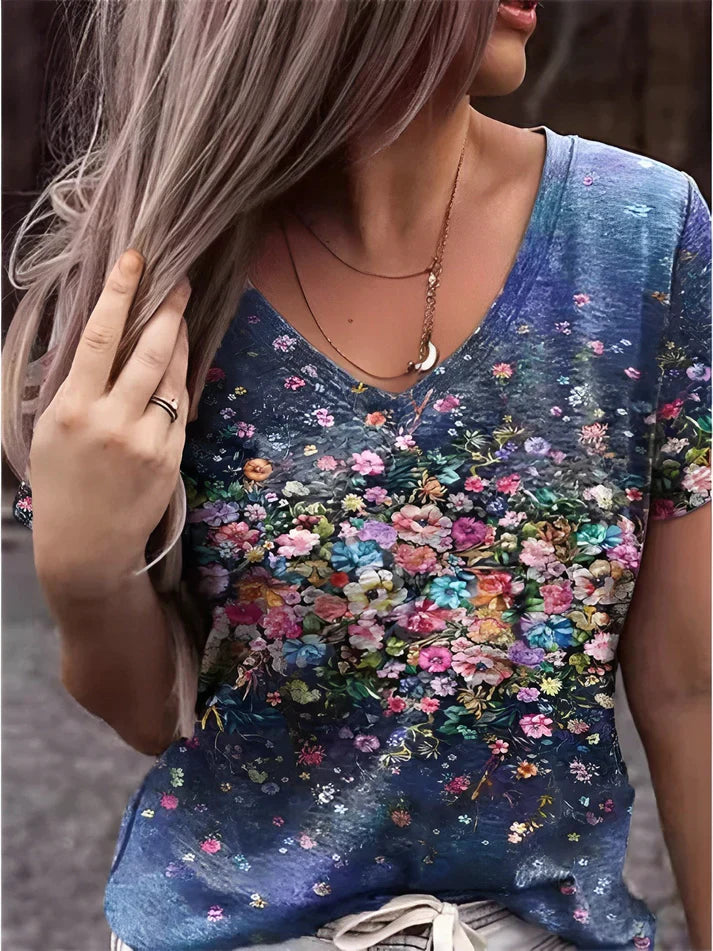 Zosia - T-shirt avec col en V et imprimé floral
