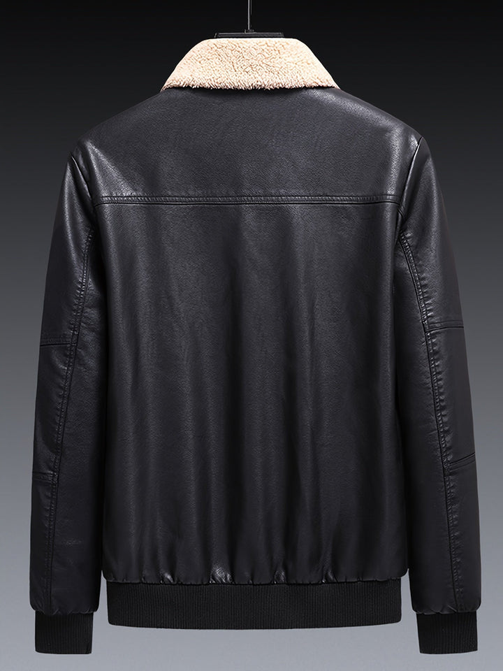 Veste d'hiver chaude en polaire et cuir PU pour hommes | Parfaite pour les activités de plein air