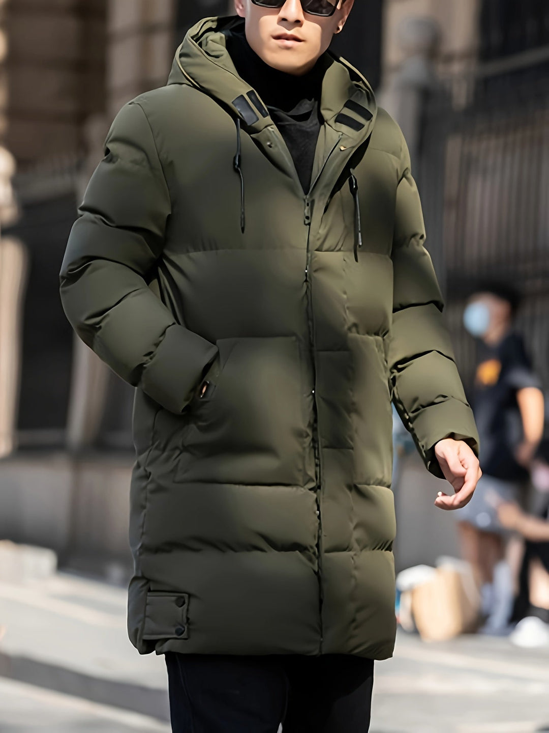 Giacca invernale imbottita con cappuccio lunga calda e spessa per uomo | Ideale per l'inverno
