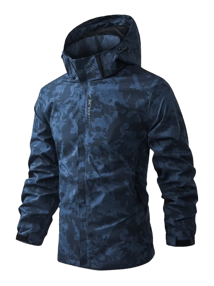 Coupe-vent à capuche motif camouflage chaud pour le printemps pour hommes | Parfait pour les activités de plein air au printemps