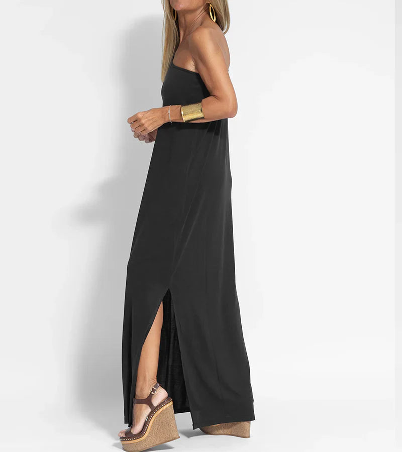 Abito lungo monospalla da donna – elegante vestito estivo per spiaggia e sera