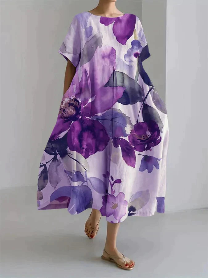 Andria - Abito da donna casual con motivo floreale botanico