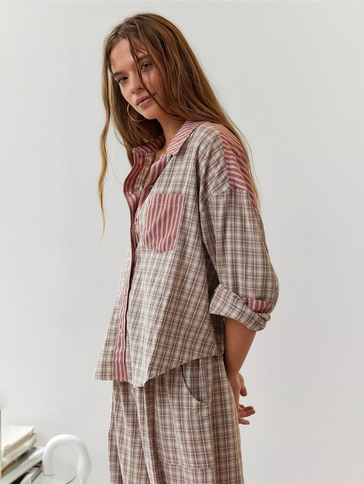 Set pigiama taglio comodo con dettagli in pizzo per donna