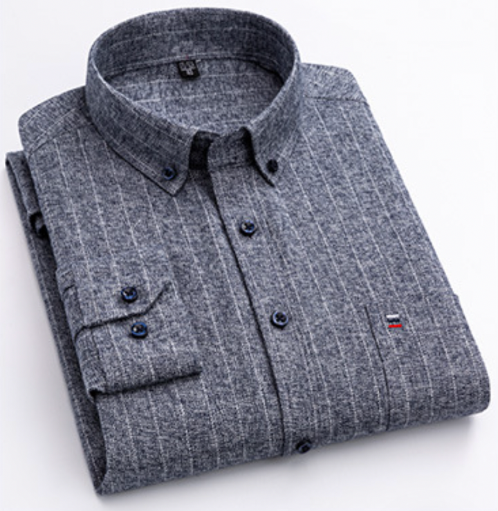 Chemise à carreaux pour homme avec col boutonné – Chemise à manches longues pour affaires et loisirs au bureau et au quotidien