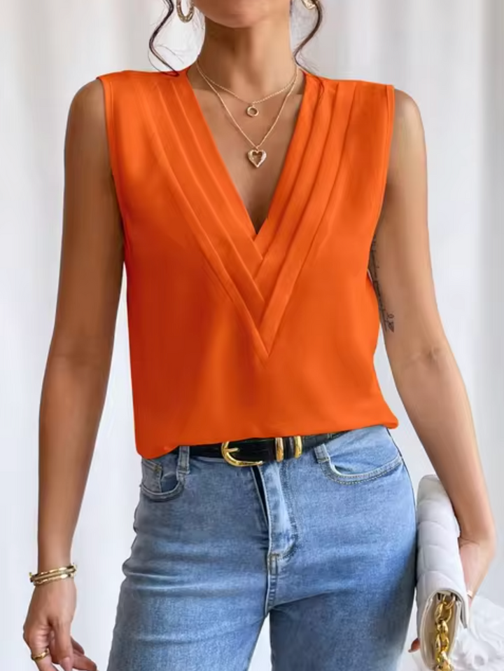 Maddie – Elegante top senza maniche con scollo a V