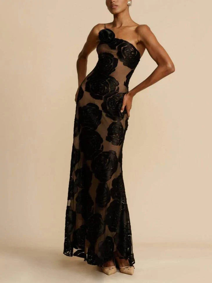 Lucille - Élégante robe longue à roses