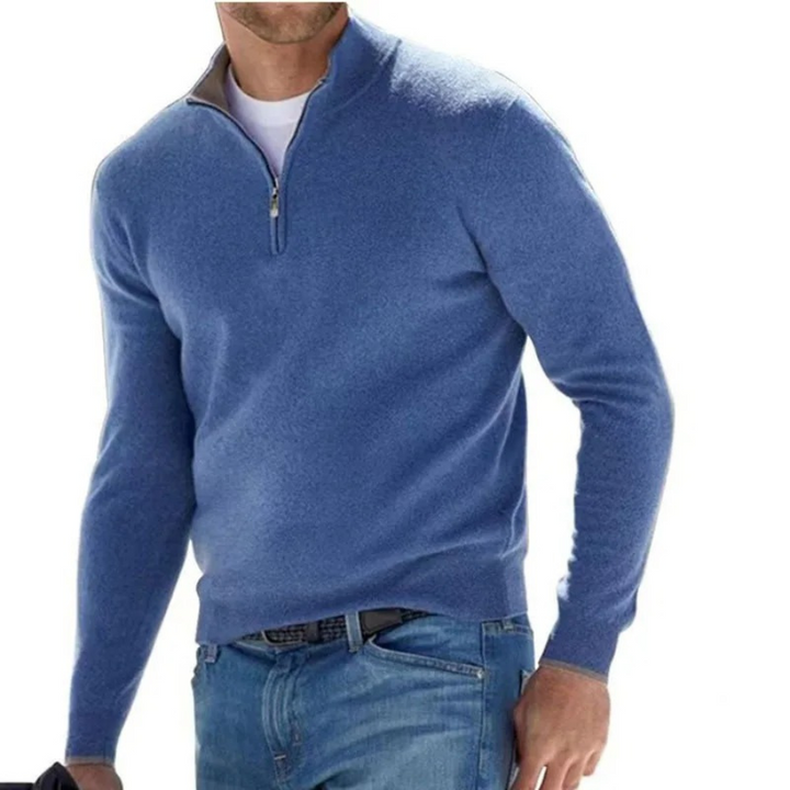 Maglione classico in maglia con cerniera e collo alto