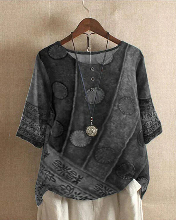 Tunica Boho Donna – Top lungo con motivo etnico e abbottonatura | Casual e colorato