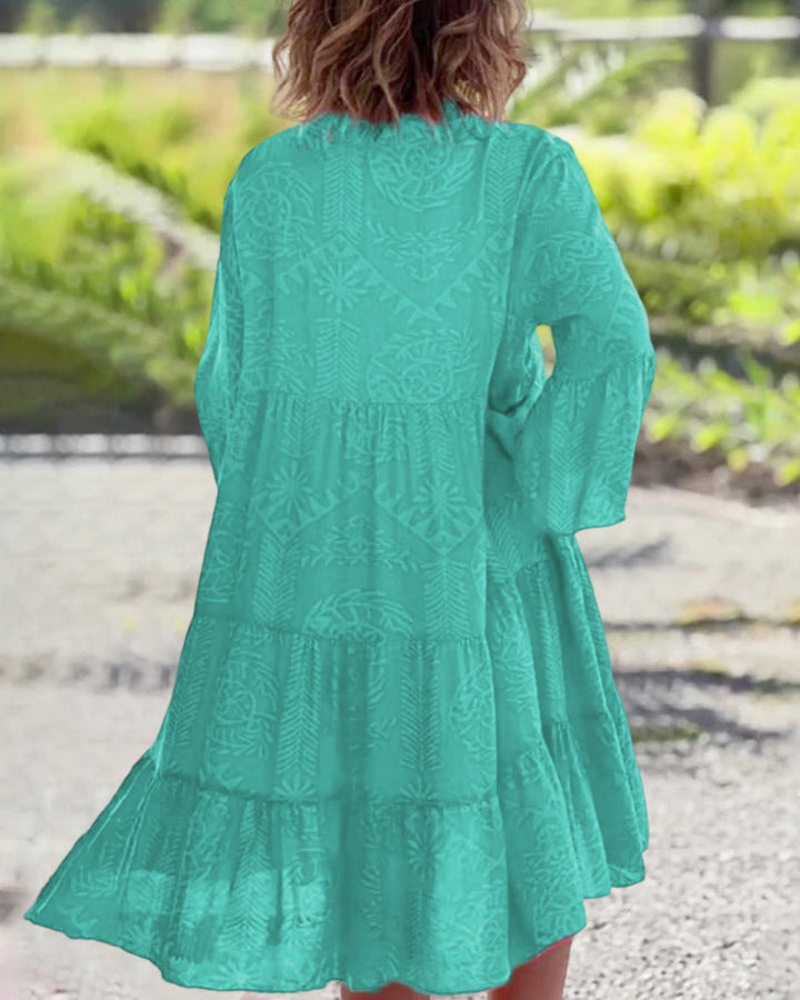 Robe avec manches 3/4 et imprimé bohème géométrique