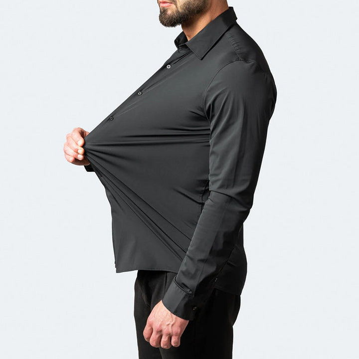 Chemise business slim fit pour hommes avec boutons contrastés – Chemise classique à manches longues pour bureau, occasion & quotidien