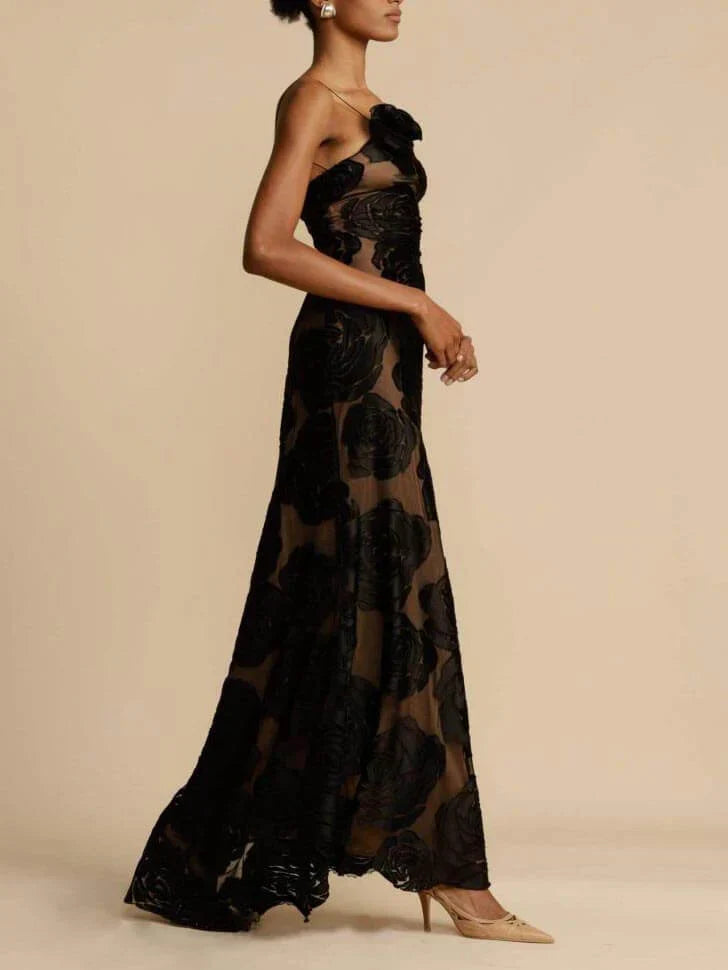 Lucille - Élégante robe longue à roses