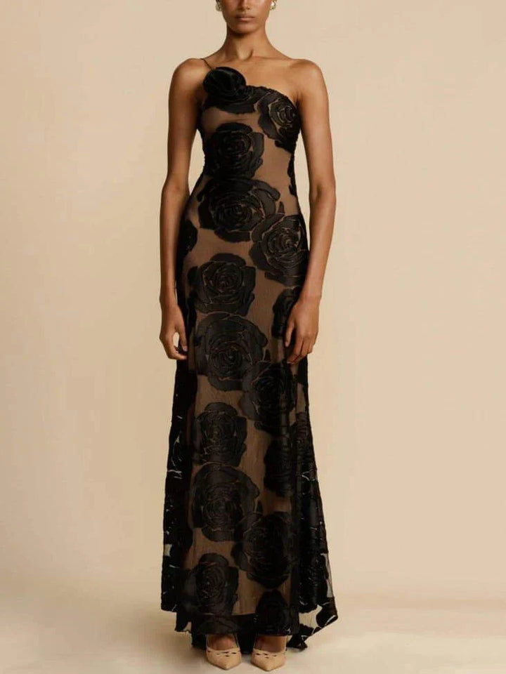 Lucille - Élégante robe longue à roses