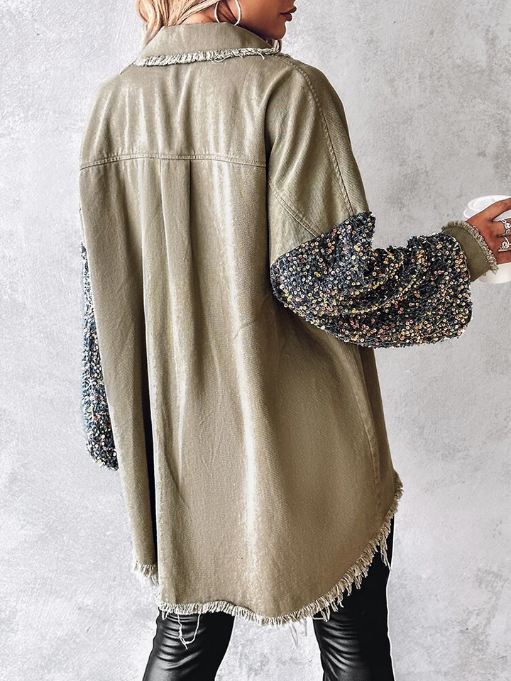 Tamela - giacca di jeans con paillettes a contrasto
