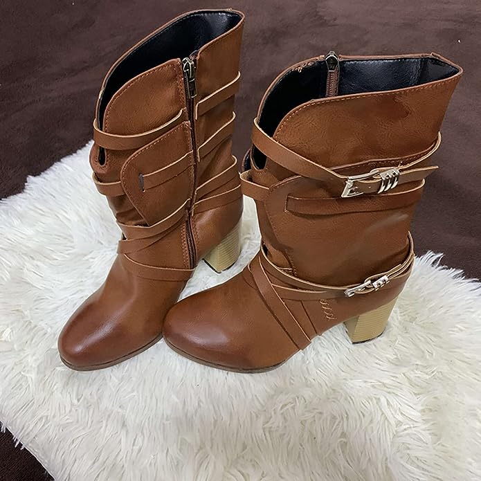 Eudex - Bottes en cuir stylées look rétro
