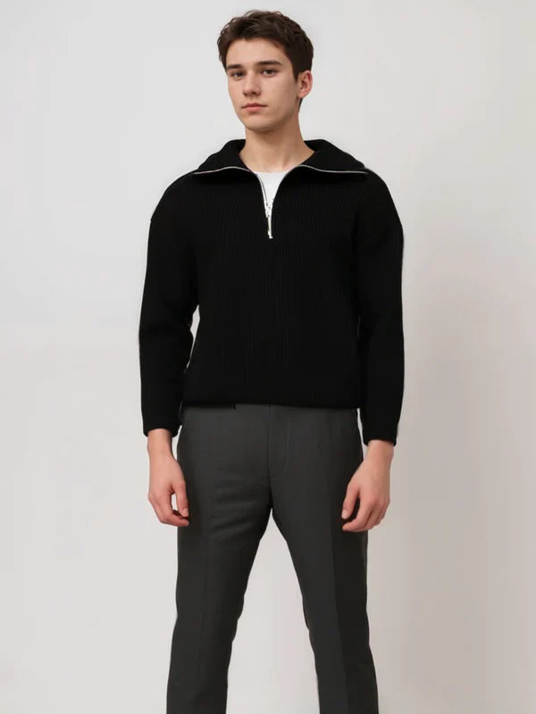 Maglione a righe con chiusura a strappo