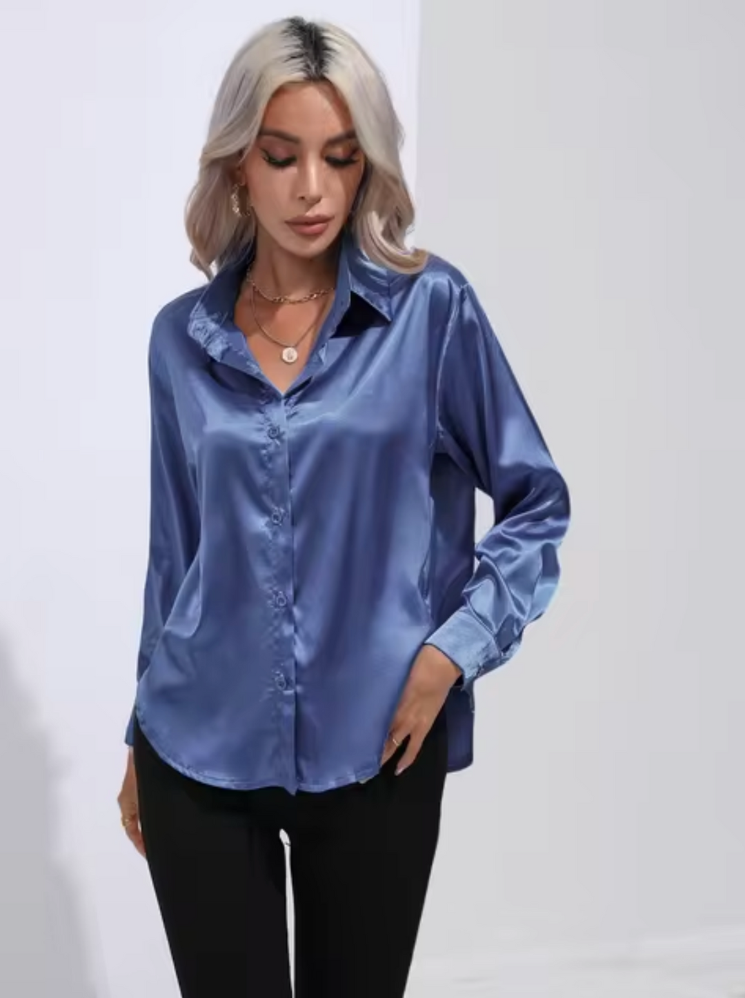 Annika - Camicia a maniche lunghe in raso