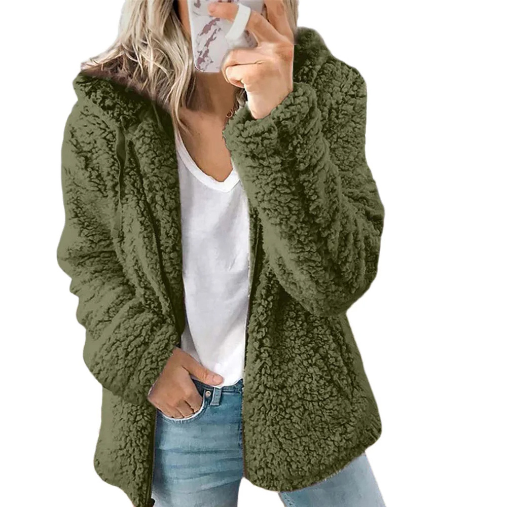 Veste en peluche avec capuche et fermeture éclair, gilet en polaire