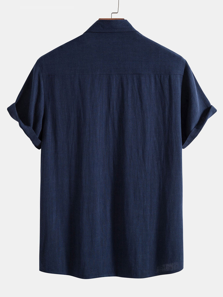 Camicia a maniche corte e pantaloni di lino set estivo per uomo