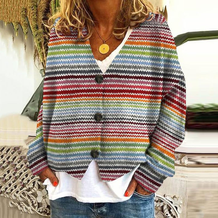 Cardigan en maille avec motif ondulé et patte de boutonnage – style bohème pour looks décontractés
