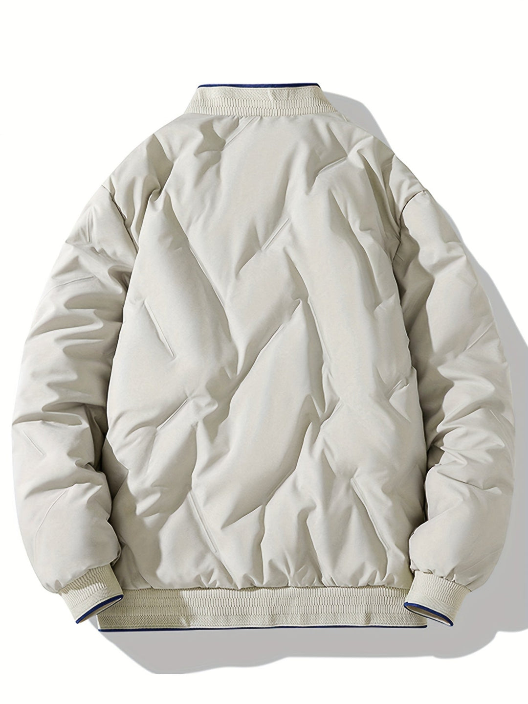 Veste d'hiver chaude à col baseball avec fermeture éclair, polaire unie avec poches pour hommes | Parfait pour les activités de plein air