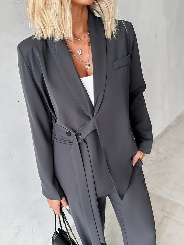 Blazer casual con cintura e completo pantaloni per donna | Perfetto per giornate casual