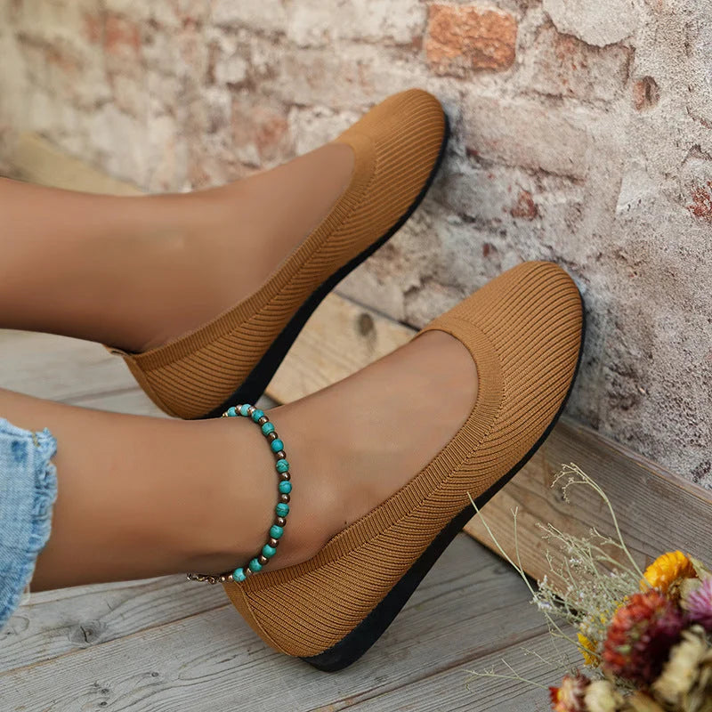 Damen Ballerinas aus Strick – Bequeme Slipper mit runder Spitze & flacher Sohle