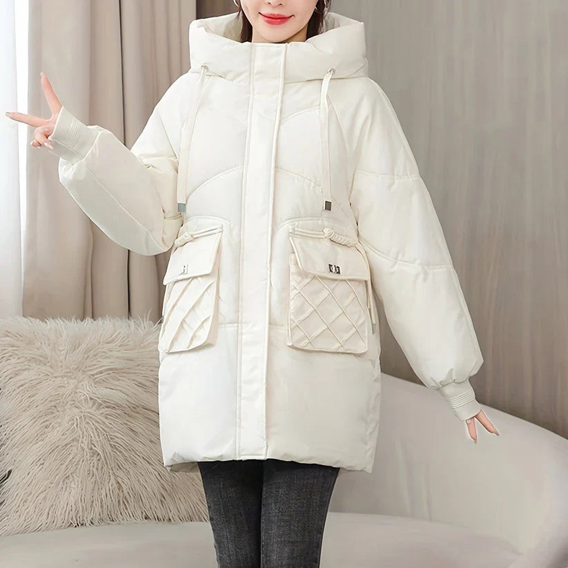 Giacca invernale imbottita di media lunghezza alla moda per donna | Perfetta per attività all'aperto