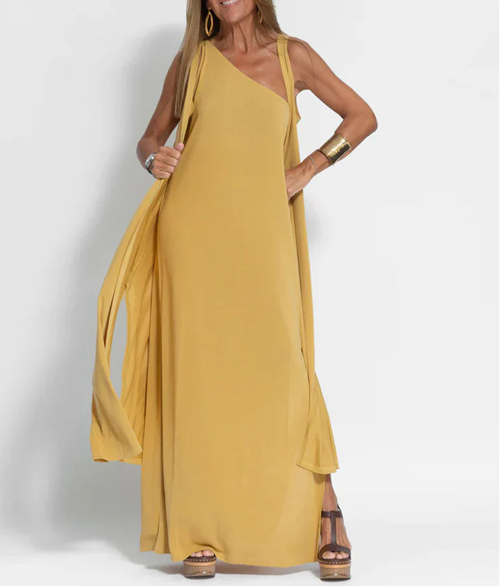 Abito lungo monospalla da donna – elegante vestito estivo per spiaggia e sera