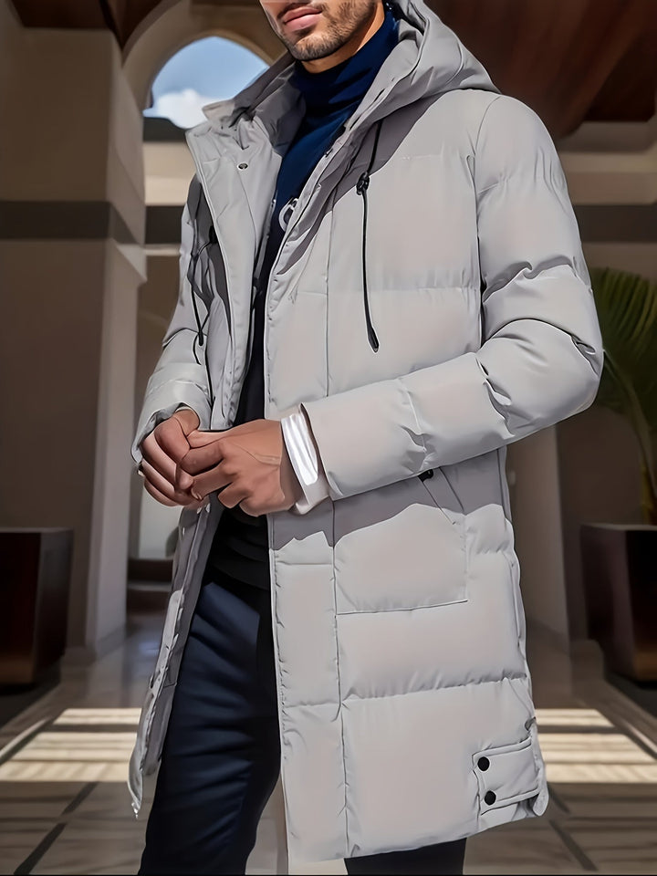 Veste d'hiver pour homme avec capuche – Veste matelassée chaude et doublée avec fermeture éclair et poches