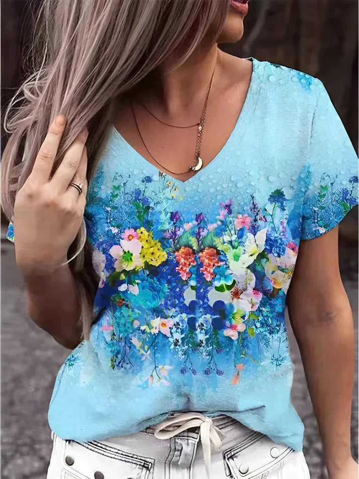 Zosia - T-shirt avec col en V et imprimé floral