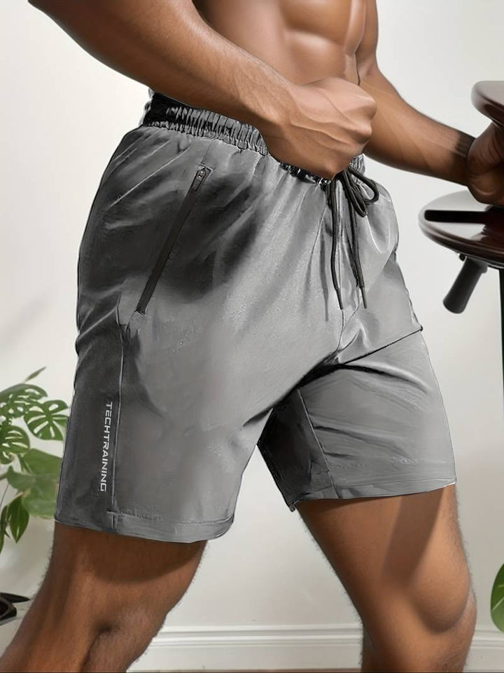 Pantaloncini sportivi da uomo con tasche con cerniera – Pantaloncini da allenamento traspiranti per fitness, corsa e workout