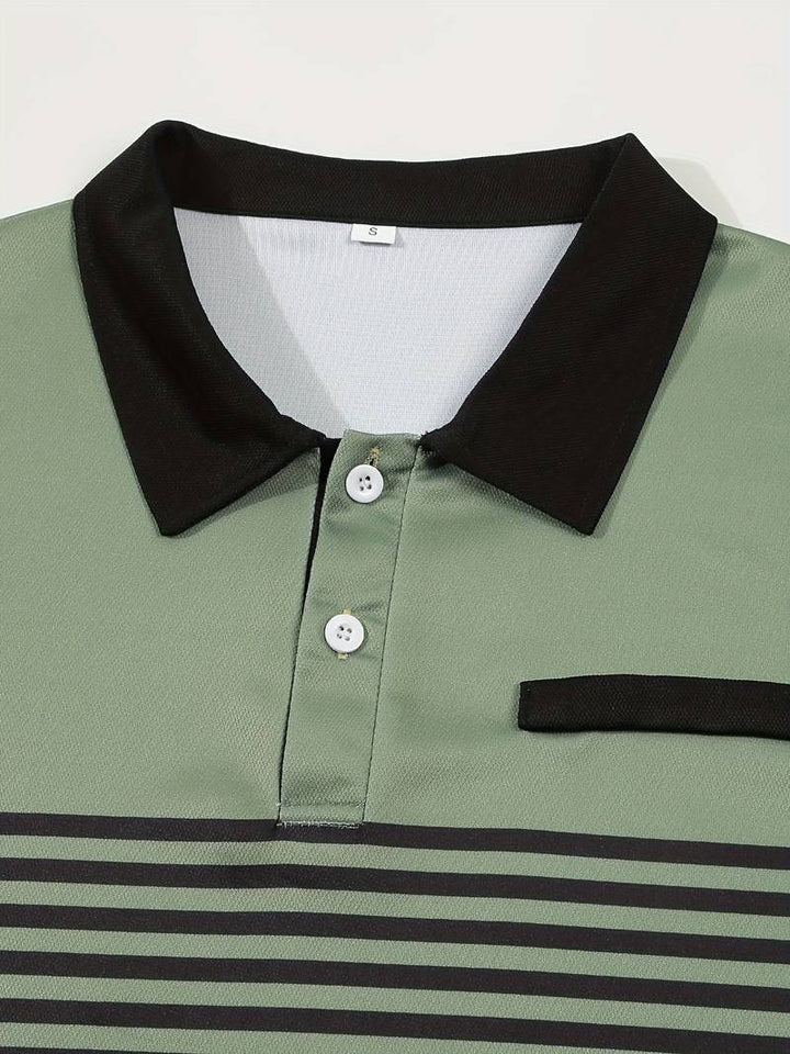 Polo homme à rayures – Chemise à manches courtes avec patte de boutonnage et col contrasté