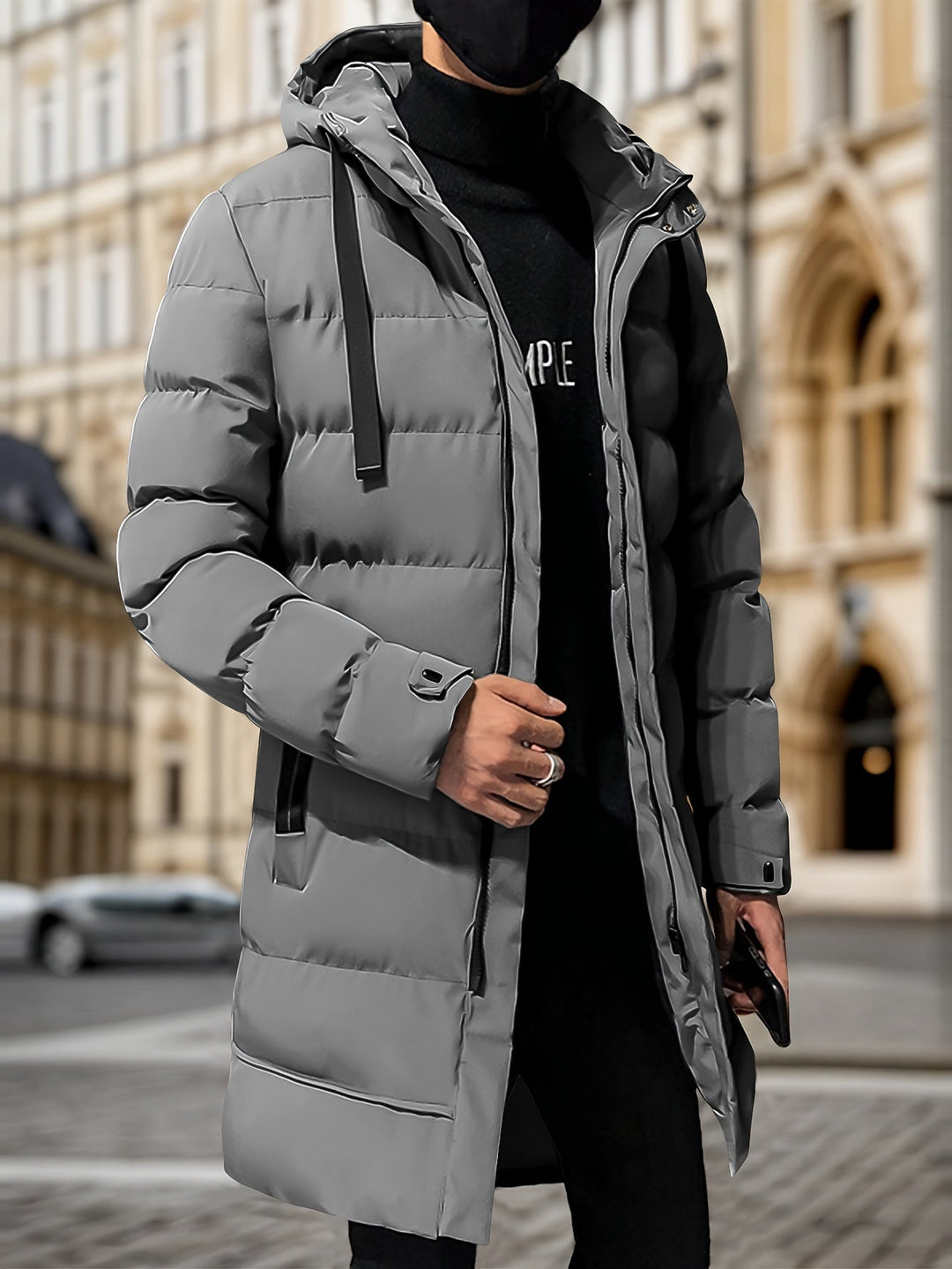 Veste d'hiver à capuche mi-longue déperlante décontractée avec fermeture éclair | Idéale pour l'hiver