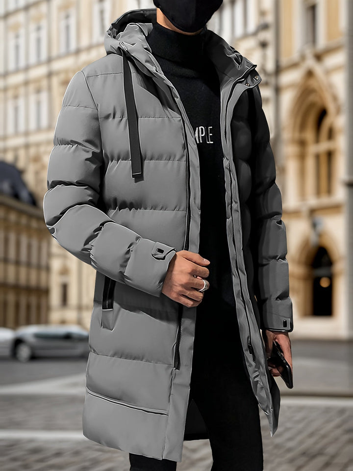 Veste d'hiver à capuche mi-longue déperlante décontractée avec fermeture éclair | Idéale pour l'hiver