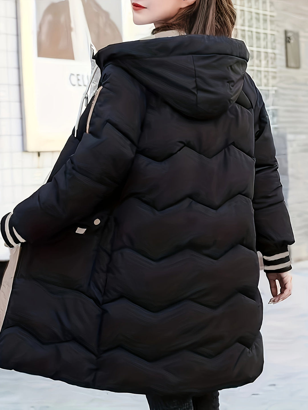 Modische warme Puffer-Winterjacke mit Kapuze für Damen | Perfekt für Winter