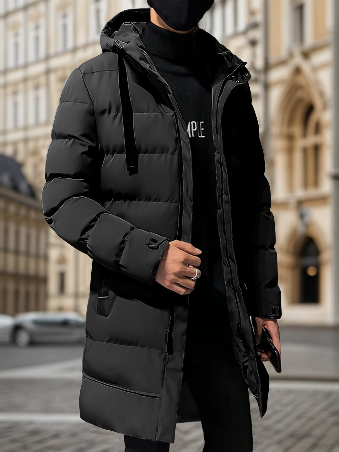 Veste d'hiver à capuche mi-longue déperlante décontractée avec fermeture éclair | Idéale pour l'hiver