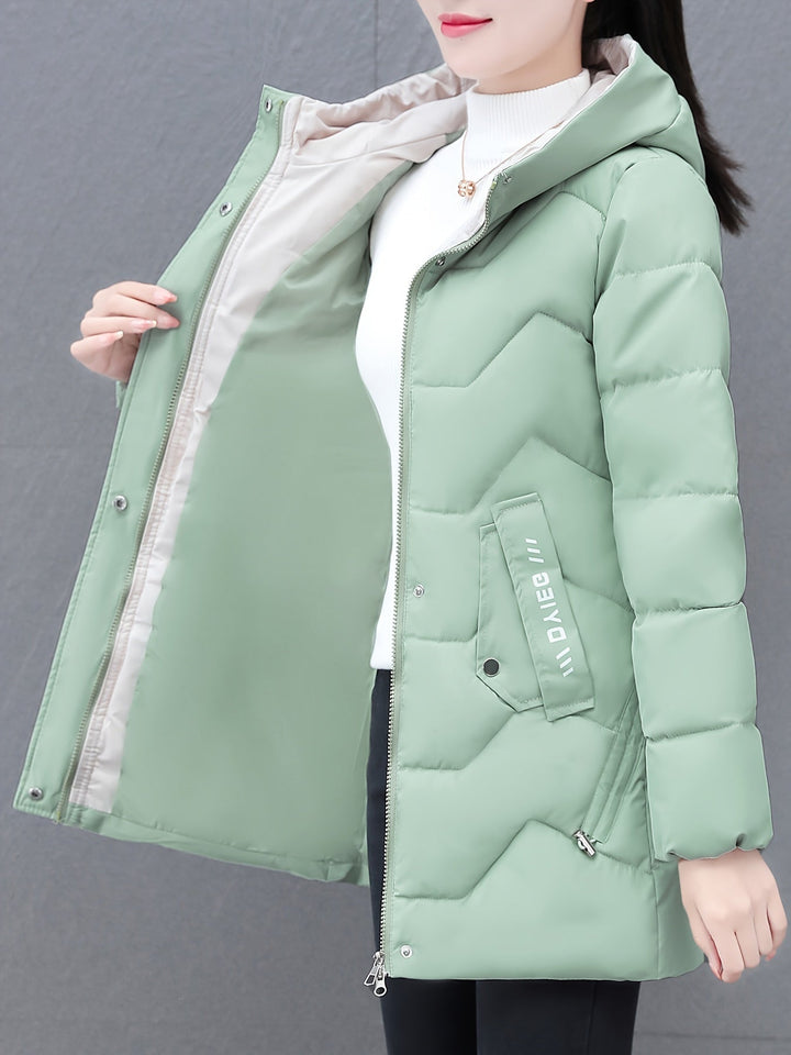 Stilvolle Warme Lange Puffer Winterjacke mit Kapuze für Frauen | Ideal für Winter