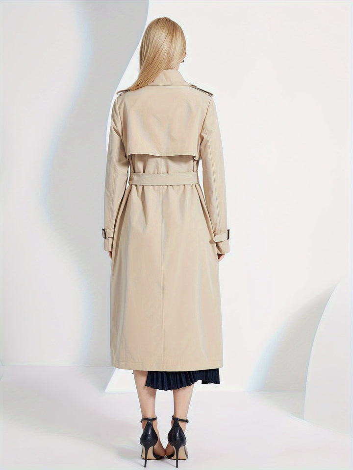 Stilvoller Langarm-Trenchcoat mit einfarbigem Gürtel-Design für Damen | Für den Alltag