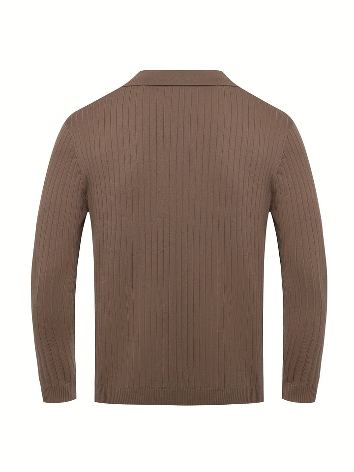 Stylisches Chic Strick-Shirt V-Ausschnitt Baumwolle Fleece Sweatshirt für Männer | Perfekt für lässige Tage