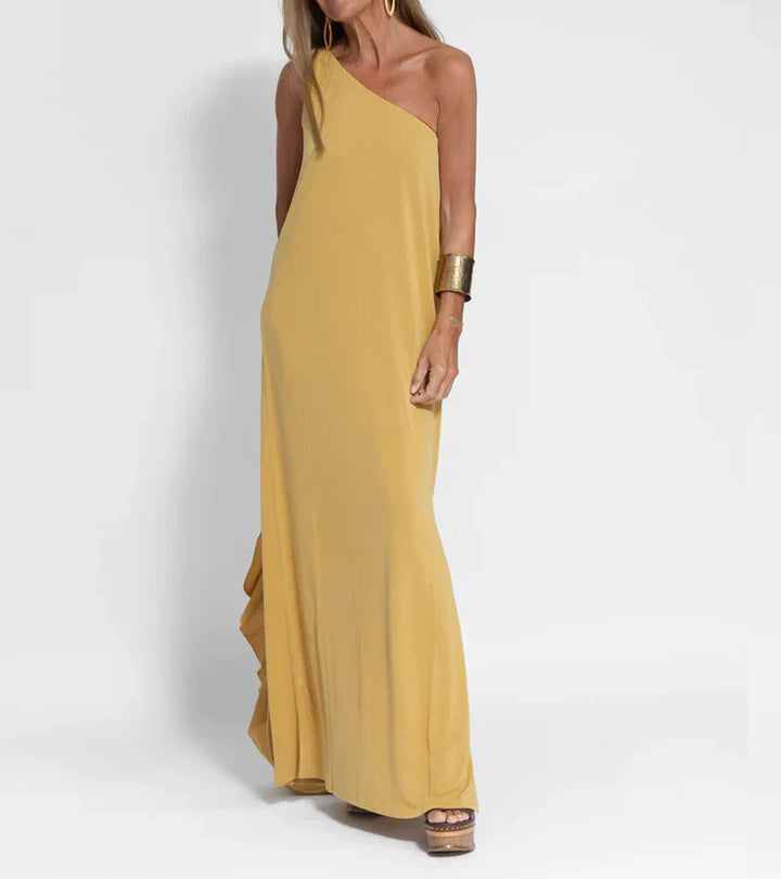 Abito lungo monospalla da donna – elegante vestito estivo per spiaggia e sera