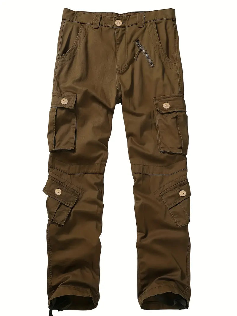 Pantalon cargo homme avec ceinture – Pantalon de loisirs multifonction avec poches et cordon de serrage pour extérieur, travail et quotidien