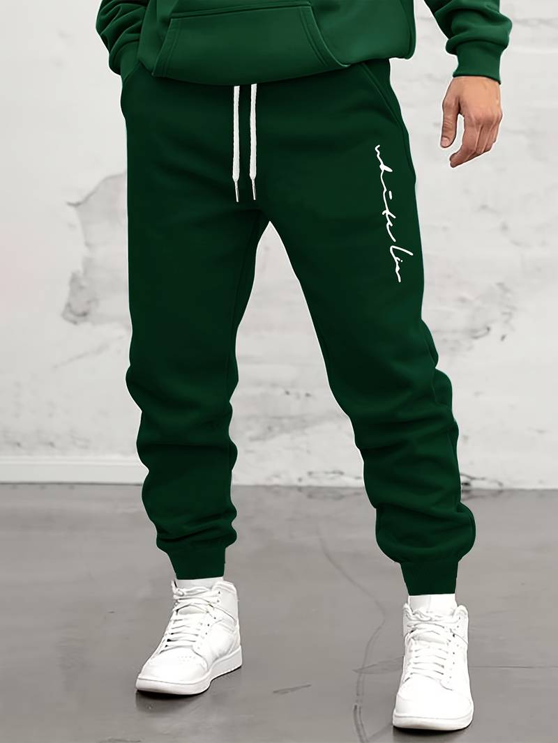 Herren Jogginghose mit Print – Sportliche Sweatpants mit Bündchen & Kordelzug